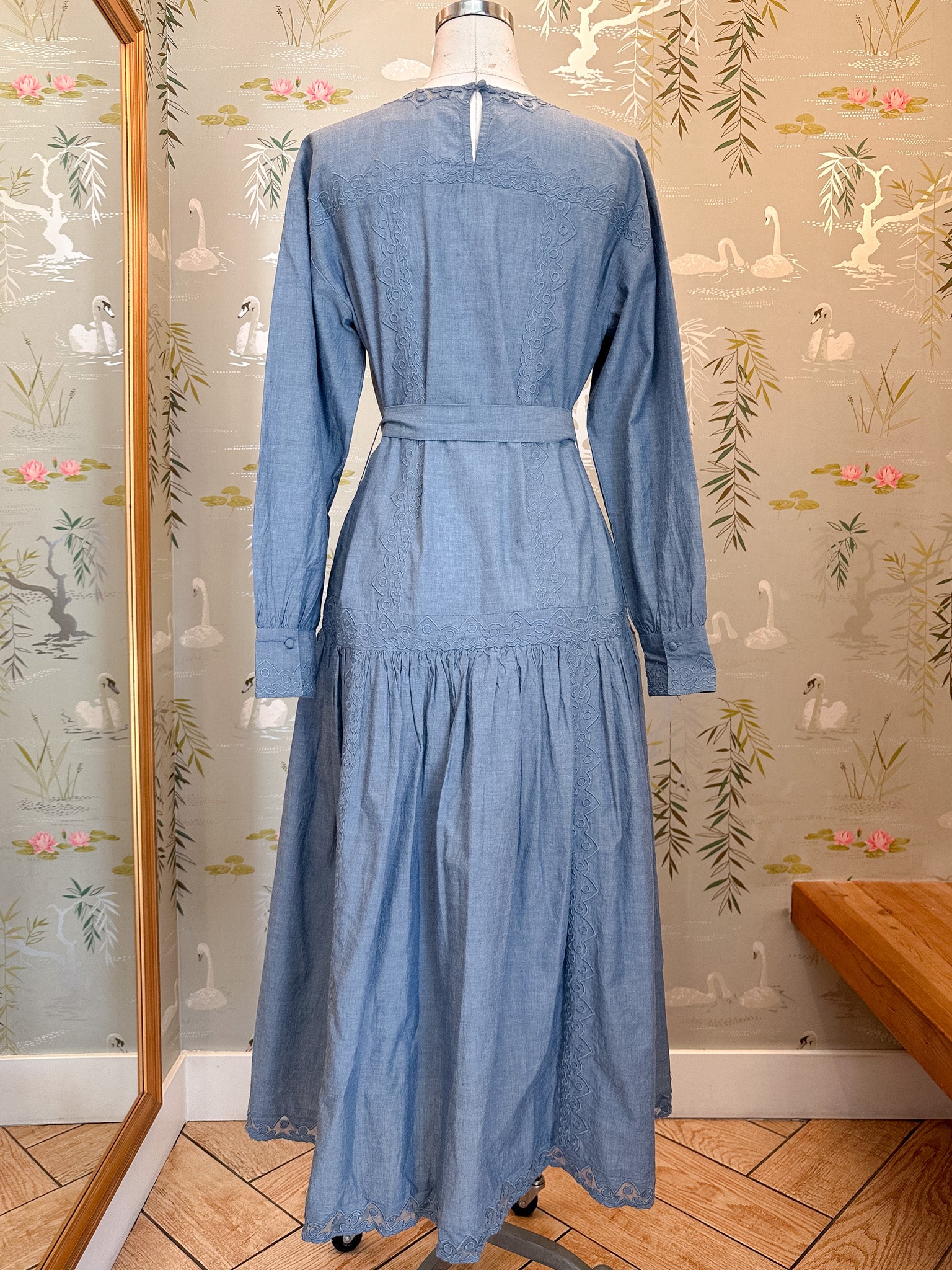 Ulla Johnson Brin Drop Waist Long Sleeve Dress - Chambray - Image 7