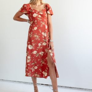 Janie Floral Dress - Rust