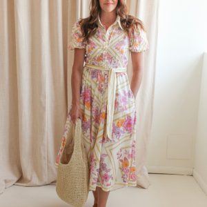 Lennon Pink Floral Midi Dress