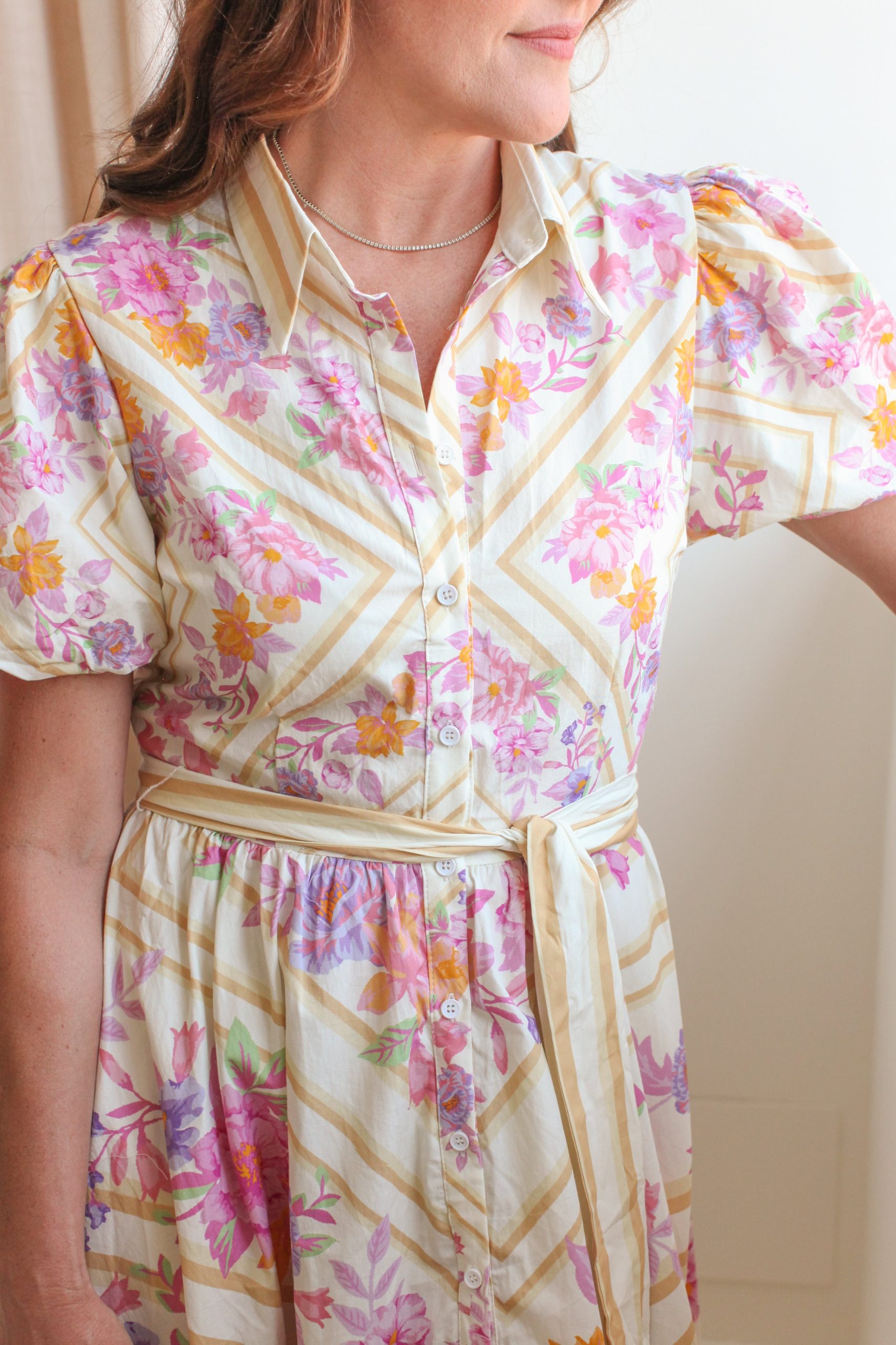 Lennon Pink Floral Midi Dress - Image 3