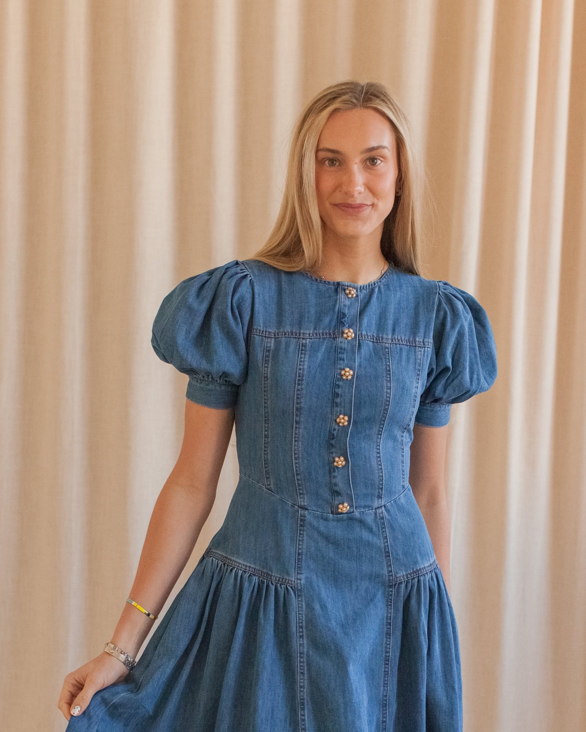 Rosie Midi Dress- Denim - Image 3
