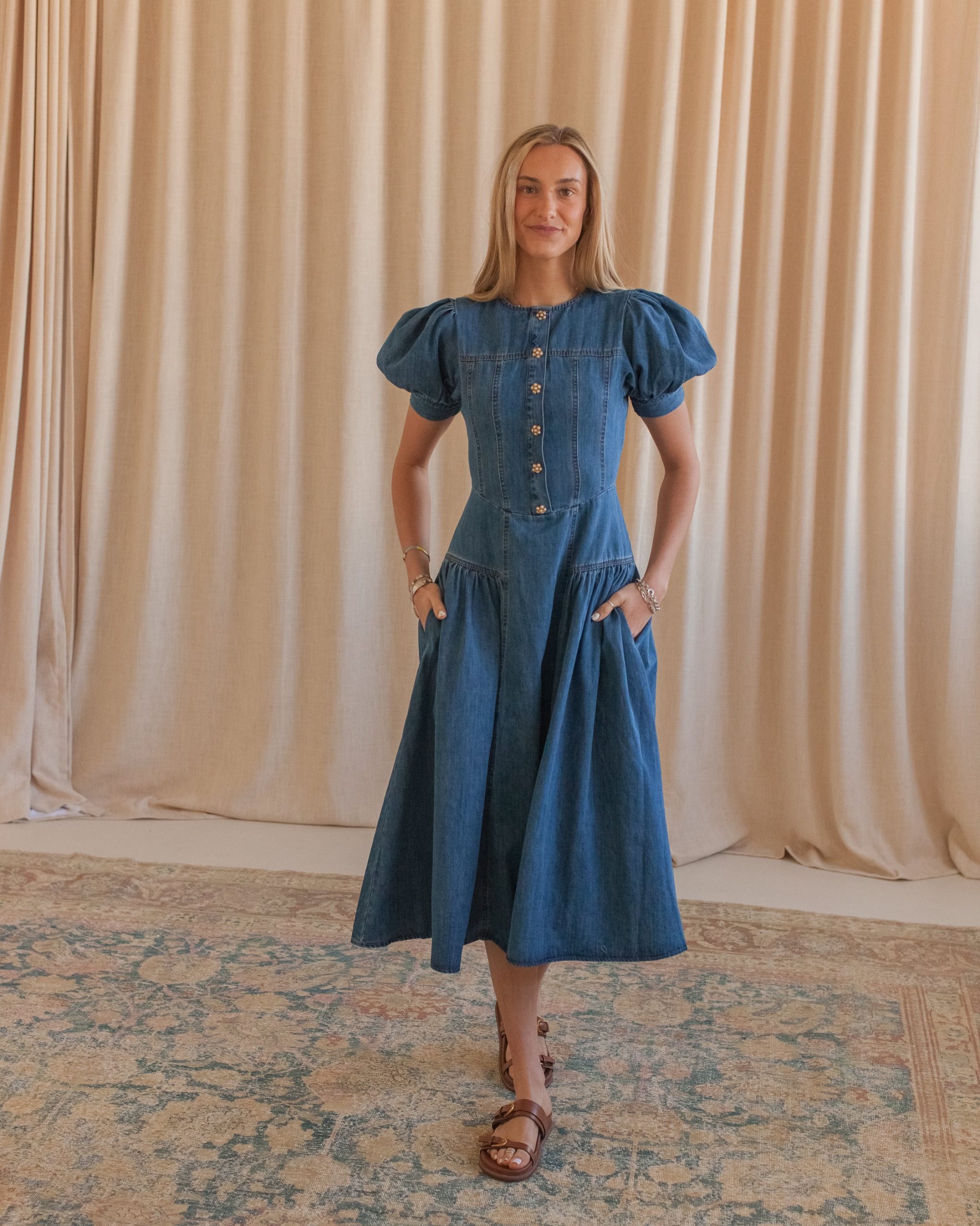 Rosie Midi Dress- Denim - Image 2