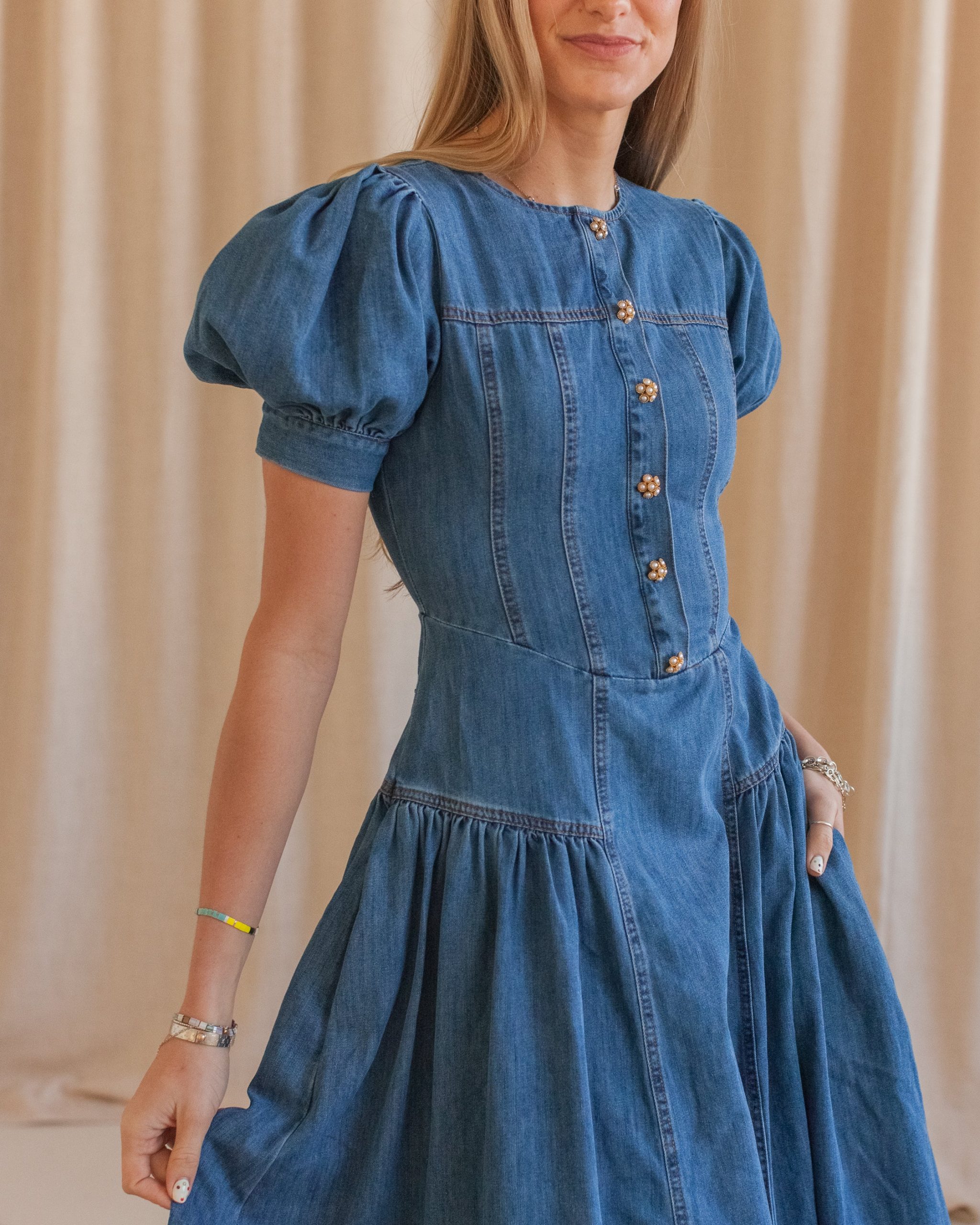 Rosie Midi Dress- Denim - Image 4
