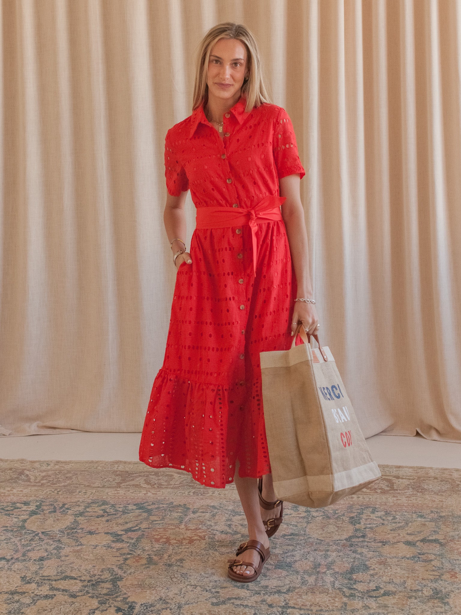 Francis Eyelet Midi Dress