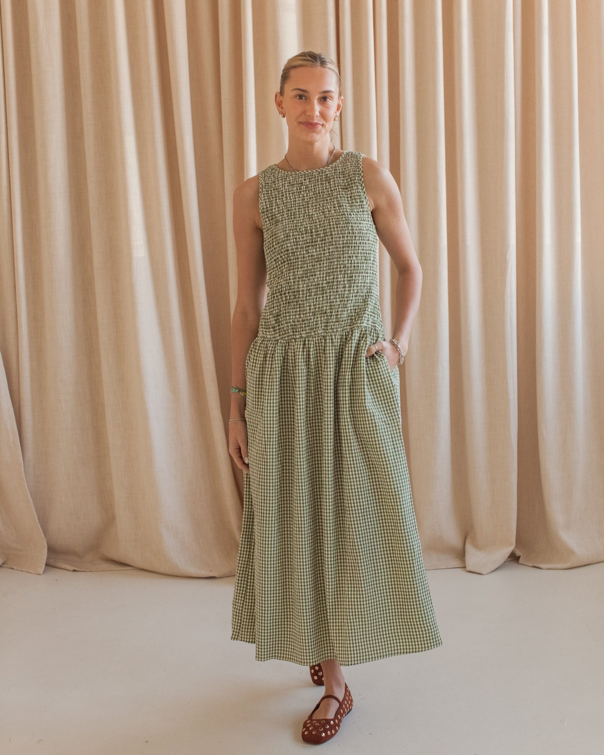 Emerald Gingham Dress - Image 2