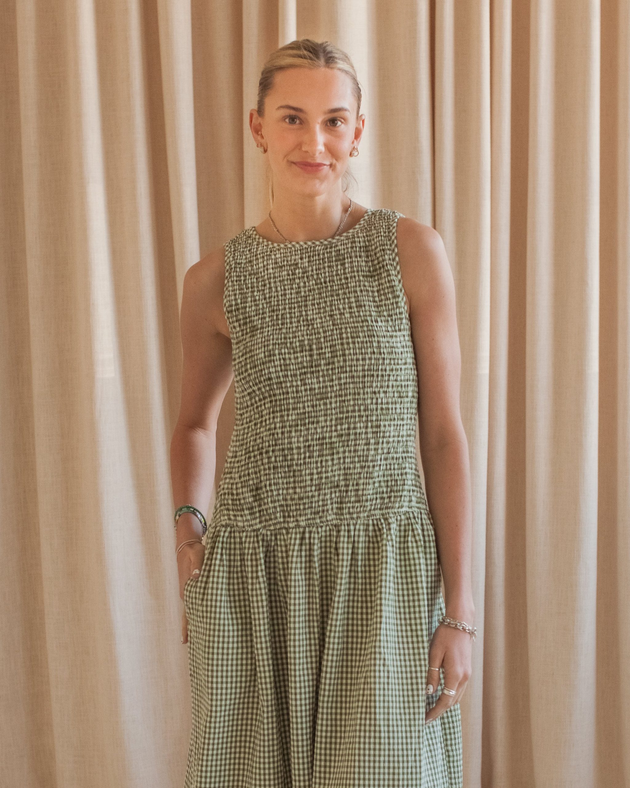 Emerald Gingham Dress - Image 3