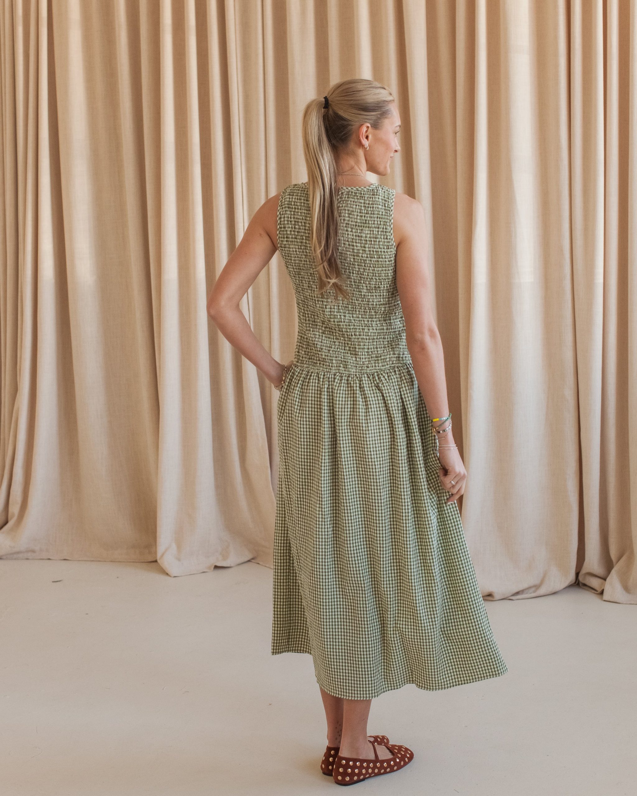 Emerald Gingham Dress - Image 6