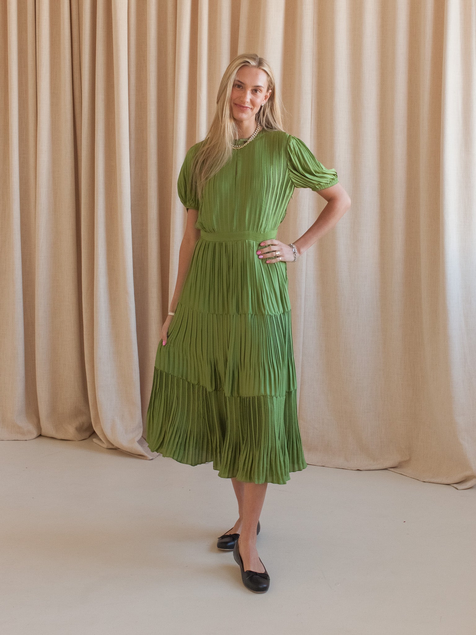 Carla Pleated Midi Dress