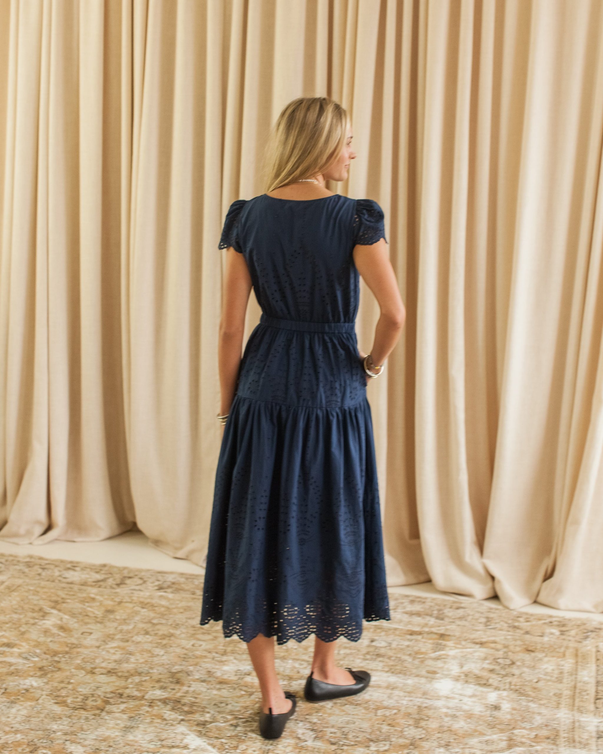 Lucille Eyelet Maxi Dress - Navy - Image 4