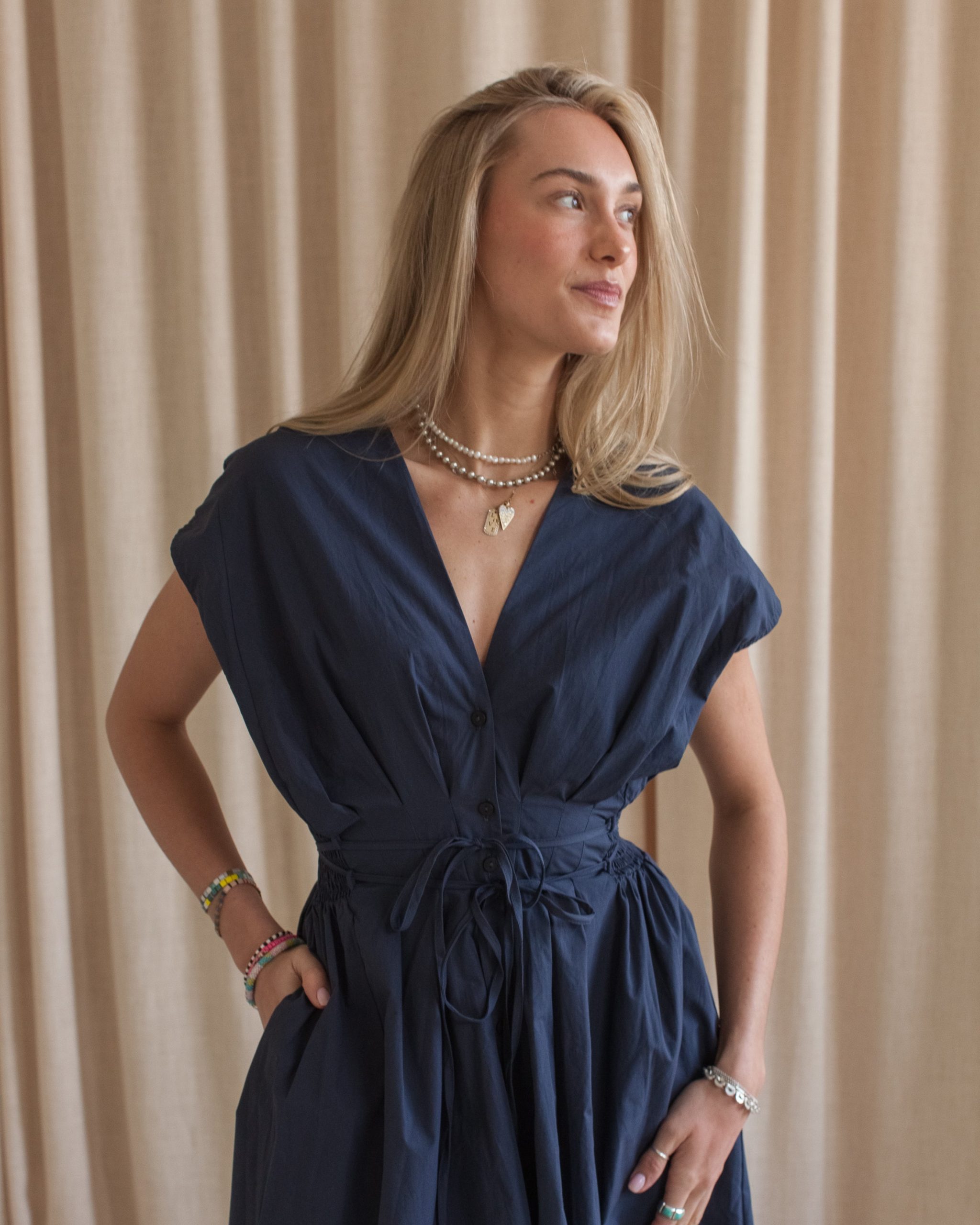 Elena Pleated Midi Dress - Image 3