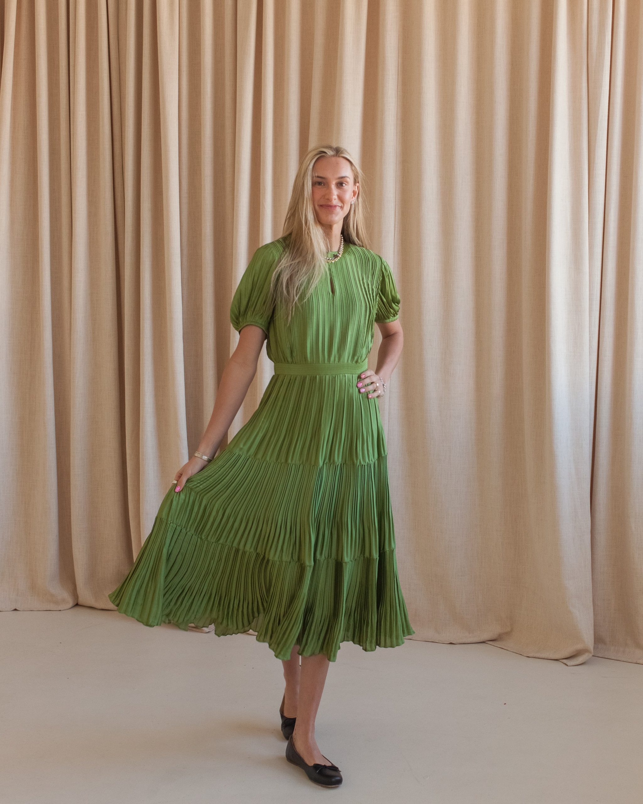 Carla Pleated Midi Dress - Image 3