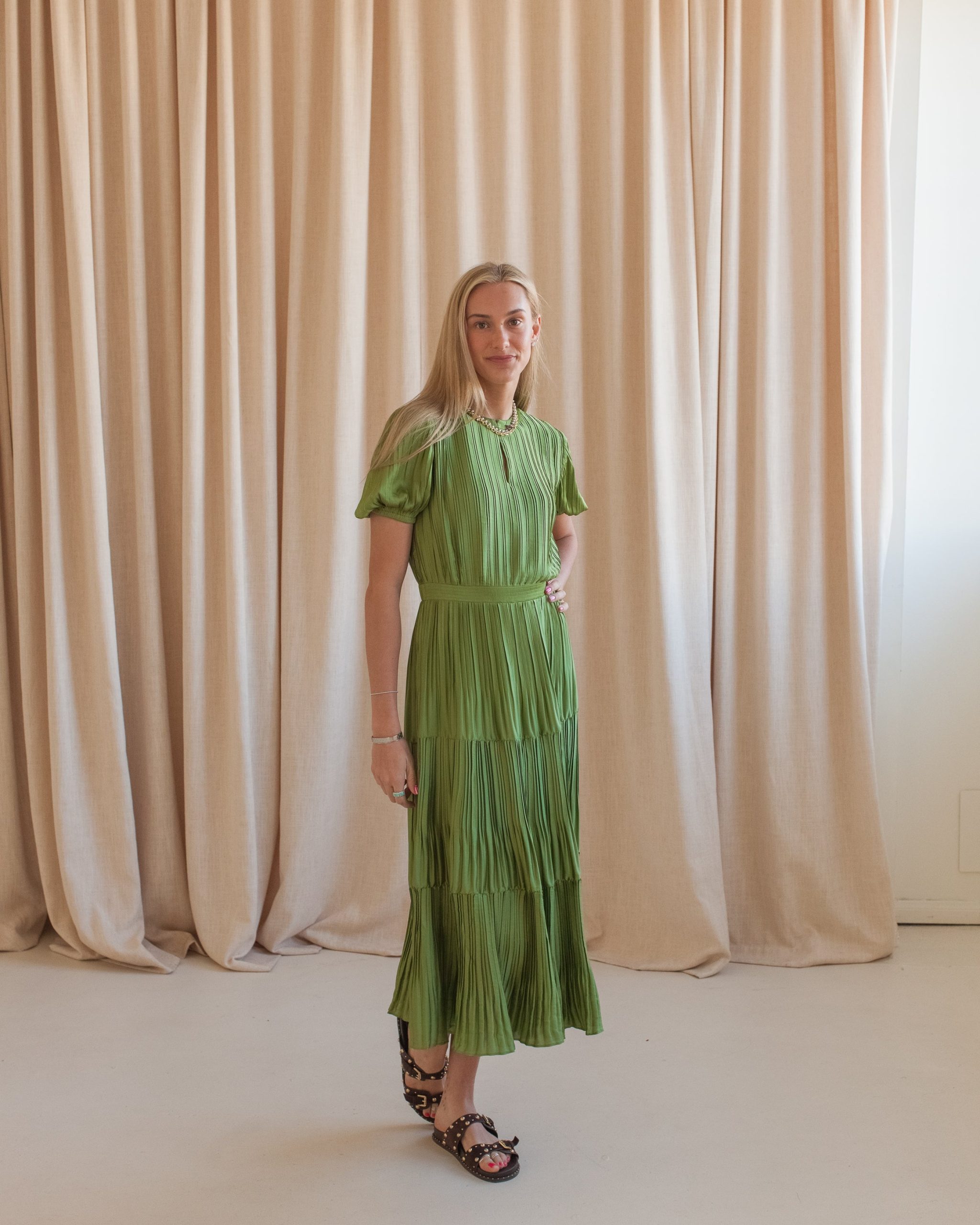 Carla Pleated Midi Dress - Image 2