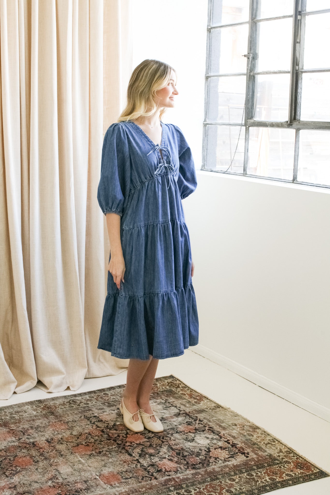 Harper Denim Midi Dress - Image 2