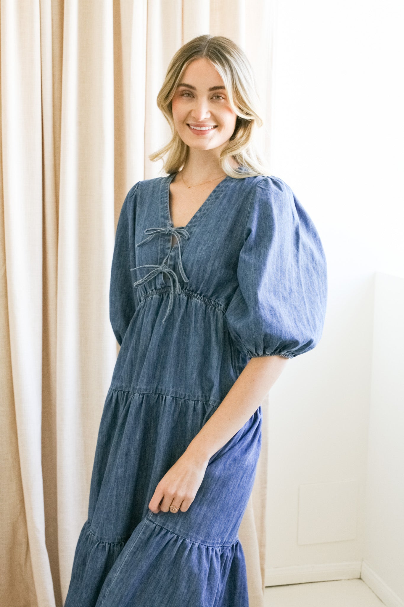 Harper Denim Midi Dress - Image 3