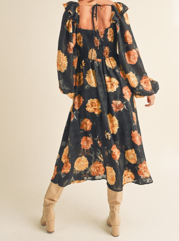 Angela Black Floral Dress - Image 2