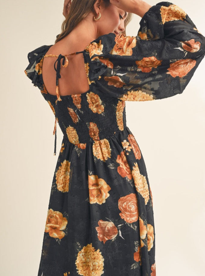 Angela Black Floral Dress - Image 3